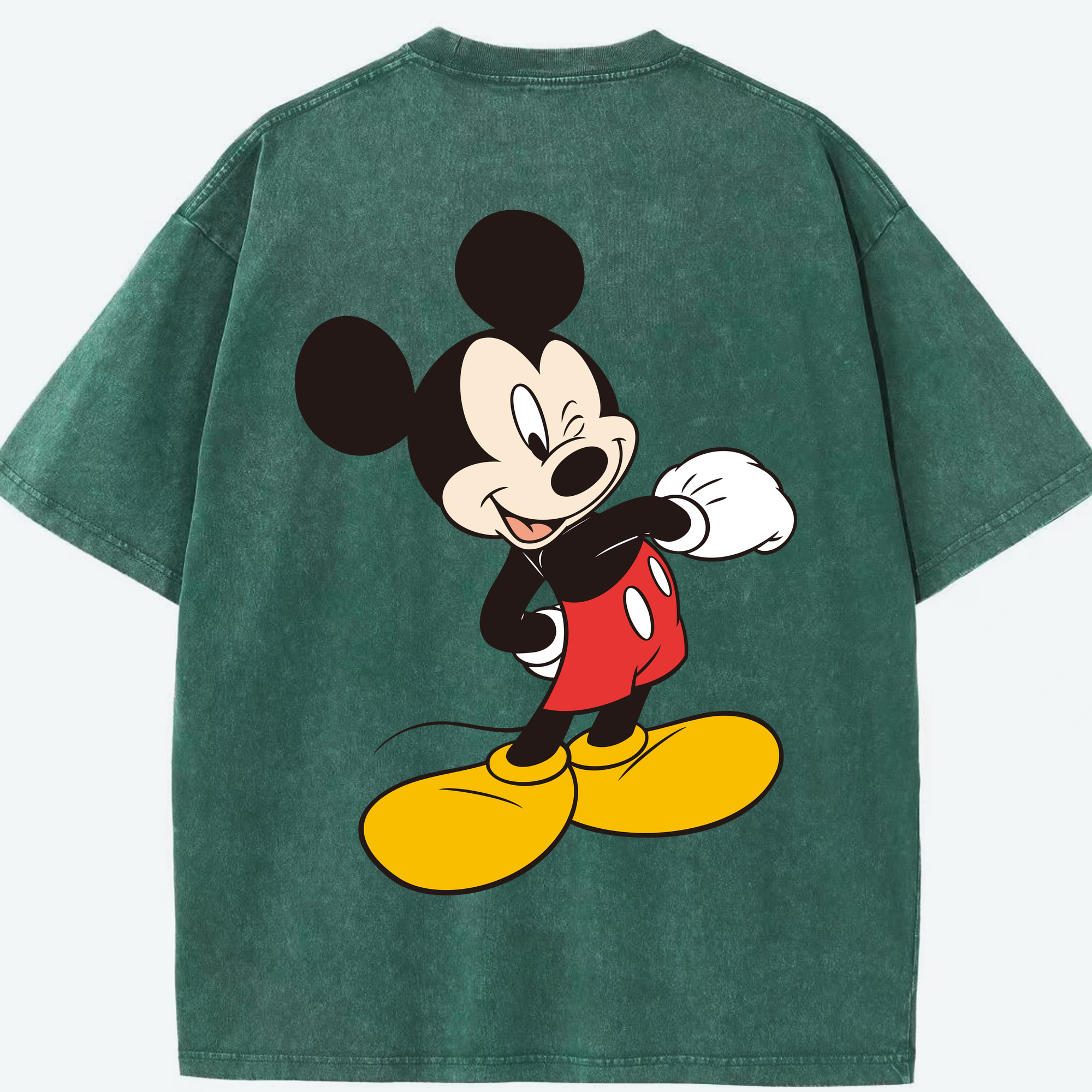 （画像用） ミッキーマウス Mickey Mouse 綿100% ヴィンテージ風 半袖Tシャツ（背面プリント）